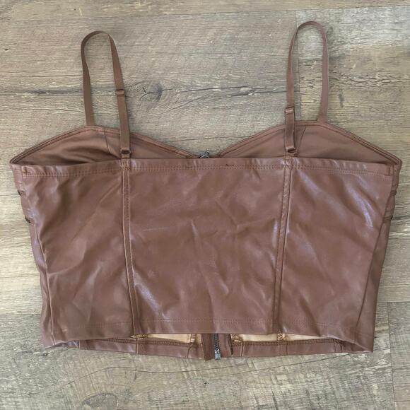 Haute Monde Brown Zip-up Corset Top - Picture 2 of 3